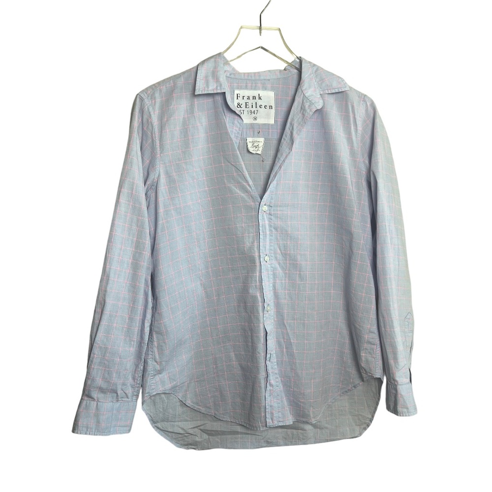 FRANK & EILEEN | Blue Pink Check Plaid Button Up Long Sleeve Cotton
